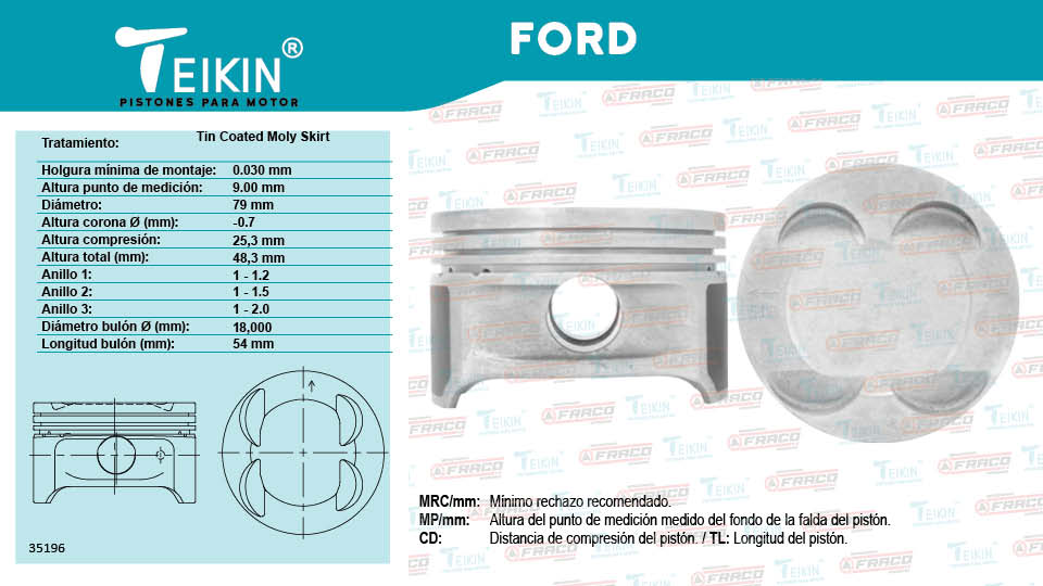 Jgo Pistones Ford Fiesta TitaniumStd